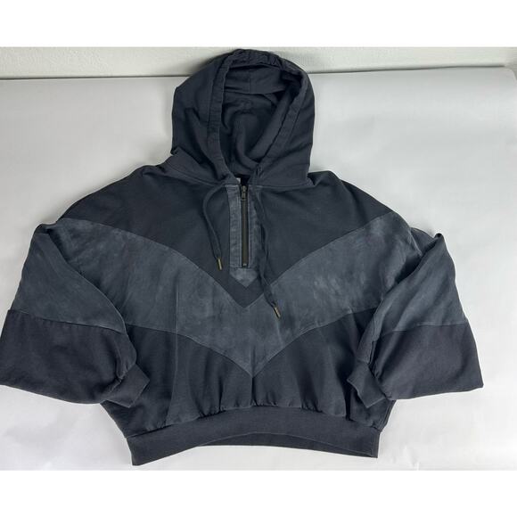 Pink Victoria's Secret Size Medium Two-tone Gray Cropped Hoodie Baggy Loose Fit - Picture 6 of 9